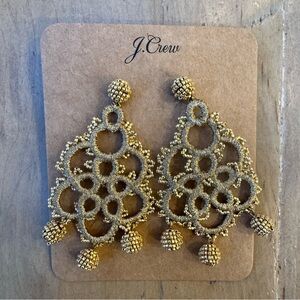 J. Crew Gold Crochet Chandelier Earrings